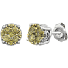 14kt White Gold 3/8 ct Yellow Diamond Cluster Earrings