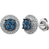 14kt White Gold 1/2 ct Blue & White Diamond Halo Earrings