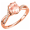 14k Rose Gold 1.2 ct Oval Morganite Ring with Diamond Accents