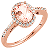 14k Rose Gold 1.2 ct Oval Morganite Halo Diamond Ring