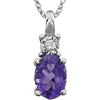 14k White Gold .72 ct Amethyst and Diamond Necklace