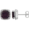14kt White Gold 2.8 ct Mozambique Garnet and Diamond Halo Earrings