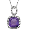 14k White Gold 2.8 ct Cushion Amethyst Necklace with Diamonds