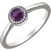 14kt White Gold 1/2 ct Amethyst Ring with Beaded Edge