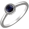 14kt White Gold 2/3 ct Blue Sapphire Ring with Beaded Edge