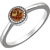 14kt White Gold 1/2 ct Citrine Ring with Beaded Edge