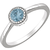 14kt White Gold 3/5 ct Swiss Blue Topaz Ring with Beaded Edge
