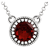 14kt White Gold 2/3 ct Garnet 18in Necklace
