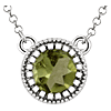 14k White Gold 1/2 ct Peridot Necklace with Beaded Border