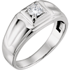 14k White Gold Men's 3/8 ct Diamond Solitaire Ring