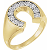 14k Yellow Gold Men's 1/4 ct tw Diamond Horseshoe Ring