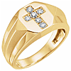  14k Yellow Gold 1/3 ct tw Diamond Men's Cross Ring