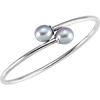 Sterling Silver Gray Freshwater Cultured Pearl Bangle Bracelet