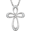 Sterling Silver 1/10 ct tw Diamond Loop Cross 18in Necklace