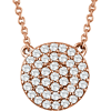 14kt Rose Gold 1/3 ct Diamond Round Cluster 18in Necklace