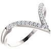 14kt White Gold 1/6 ct Diamond V Ring
