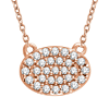 14kt Rose Gold 1/5 ct Diamond Oval Cluster 18in Necklace
