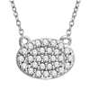 14kt White Gold 1/5 ct Diamond Oval Cluster 18in Necklace