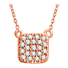 14kt Rose Gold 1/6 ct Diamond Square Cluster 18in Necklace