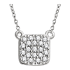 14kt White Gold 1/6 ct Diamond Square Cluster 18in Necklace