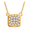 14kt Yellow Gold 1/6 ct Diamond Square Cluster 18in Necklace