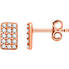 14kt Rose Gold 1/5 ct Diamond Rectangle Cluster Earrings