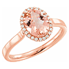 14k Rose Gold 1 1/2 ct Oval Morganite Halo Ring with Diamonds