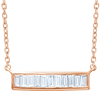 14kt Rose Gold 1/4 ct Diamond Baguette 18in Necklace