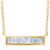 14kt Yellow Gold 1/4 ct Diamond Baguette 18in Necklace
