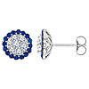 14k White Gold 5/8 ct tw Diamond Earrings with Blue Sapphire Accents
