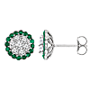14k White Gold 5/8 ct tw Diamond Earrings with Emerald Accents