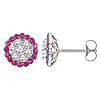 14k White Gold 5/8 ct tw Diamond Earrings with Ruby Accents
