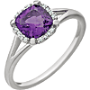 14kt White Gold 4/5 ct Amethyst Halo Ring with 1/20 ct Diamonds