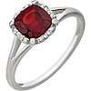 14kt White Gold 1.1 ct Garnet Halo Ring with 1/20 ct Diamonds