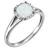 14kt White Gold 4/5 ct Created Opal Halo Ring with 1/20 ct Diamonds