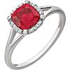 14kt White Gold 1.3 ct Chatham Created Ruby Halo Ring with Diamonds
