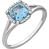 14kt White Gold 1.2 ct Sky Blue Topaz Ring with 1/20 ct Diamonds