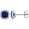 14kt White Gold 4/5 ct Cushion Cut Blue Sapphire & Diamond Earrings