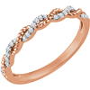 14kt Rose Gold 1/12 ct Diamond Stackable Rope Ring