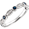 14kt White Gold Blue Sapphire and 1/6 ct Diamond Stackable Ring