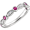 14kt White Gold Ruby and 1/6 ct Diamond Stackable Ring
