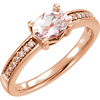 14k Rose Gold .83 ct Oval Morganite Ring with Diamond Accents
