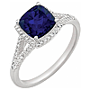 14 White Gold 1.5 ct Lab-Grown Blue Sapphire Ring with Natural Diamonds