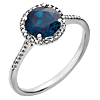Sterling Silver Created Blue Sapphire and Diamond Halo Ring