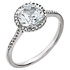 Sterling Silver Created White Sapphire and Diamond Halo Ring