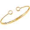 14kt Yellow Gold 1/6 ct Diamond Circle Hinged Bangle Bracelet