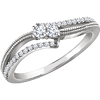 14kt White Gold 1/4 ct Diamond Two-Stone Beaded Ring