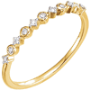 14k Yellow Gold 1/10 ct Diamond Prong and Bezel Stackable Ring