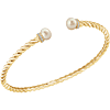 14k Yellow Gold Freshwater Cultured Pearl Diamond Bangle Bracelet