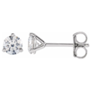 14k White Gold 1/2 ct tw Lab Grown Diamond Stud Earrings Three Prong Martini
